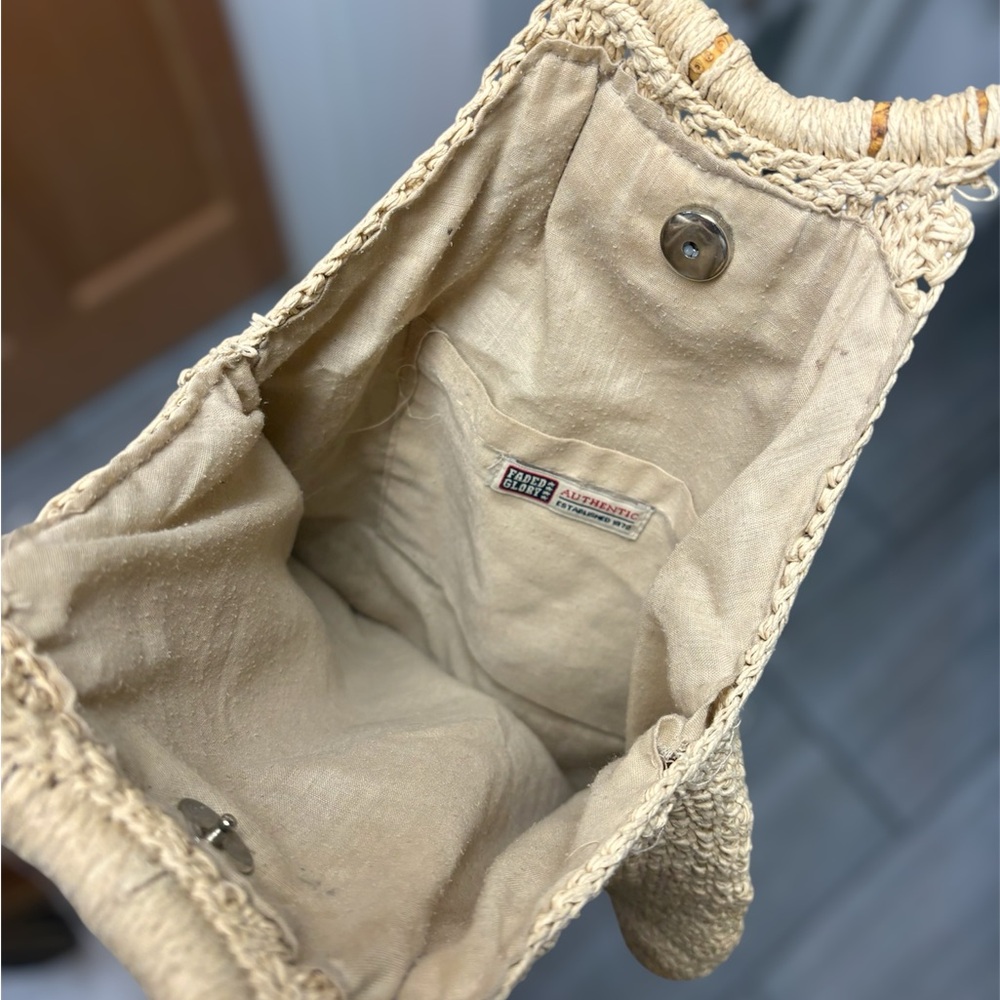 Tan Woven Bag with Floral Design - Picture 3 of 3